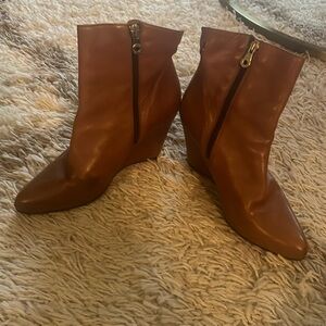 Beautiful Cognac Leather Wedge Booties by Pedro Miralles - Made in Spain